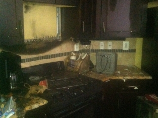 Fire Damaged Kitchen BEFORE, insurance repair contractor